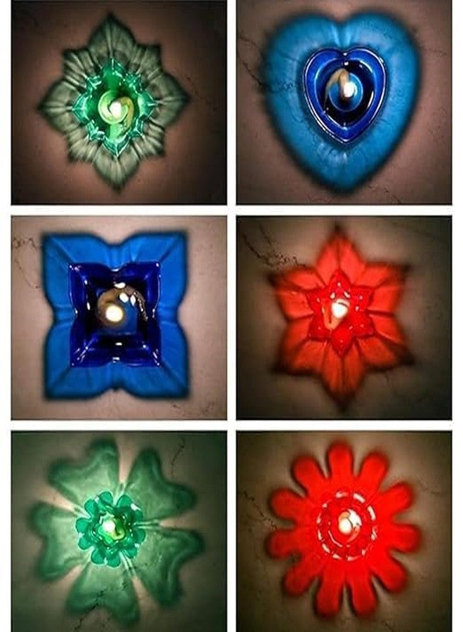 FLUZOV | 3D Reflection Shadow Combo Special Reusable Colourful | Multi Pattern |Diwali Oil Diva | Diwali Decoration | Lamps for Pooja | Home Decoration Indoor & Outdoor (Water Diya, 6) - Image 3
